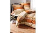 Bettwäsche IRISETTE Gr. 2, orange (terra, natur), B/L: 155cm x 200cm, Seersucker, B/L: 80cm x 80cm, 2 Stk., Seersucker, 100% Baumwolle, Bettwäsche, Bettwäsche