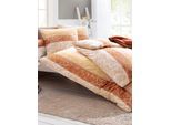 Bettwäsche IRISETTE Gr. 3, orange (terra, natur), B/L: 155cm x 220cm, Feinbiber, B/L: 80cm x 80cm, 2 Stk., Feinbiber, 100% Baumwolle, Bettwäsche, Bettwäsche