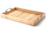 Tablett CONTINENTA, beige (natur), B:36cm H:5cm L:53cm, Holzwerkstoff, Tabletts, Handarbeit, mit stabilen Metallgriffen
