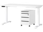 Büromöbel-Set GERMANIA "Mailand, inkl. Schreibtisch (elektr. höhenverstellbar) & Rollcontainer", weiß, B:140cm H:75,05cm T:80cm, Holzwerkstoff, Metall, Arbeitsmöbel-Sets, Büromöbel-Set, Breitenvariante wählbar (140-180 cm), Made in Germany