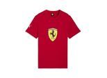 T-Shirt PUMA "Scuderia Ferrari Coloured Shield T-Shirt Jugendliche", Kinder, Gr. 152, rosso corsa rot, Obermaterial: 100% Baumwolle. Rippe: 25% Polyester, 75% Baumwolle, clean, regular fit, Rundhals, Shirts T-Shirt