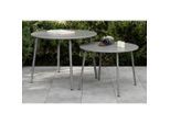 Ambia Garden Garten-Beistelltischset, Dunkelgrau, Metall, 2-teilig, rund, 50 cm, Balkonmöbel, Balkontische