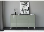 Sideboard "Reno", grün (olivgrün matt lack, glas olivgrün glanz), B:182cm H:109cm T:42cm, Glas, Holzwerkstoff, SET ONE BY MUSTERRING, Sideboards, Sideboard, Mit Winkelfuß in diversen Farben, 109 cm Höhe & Farbauswahl