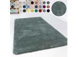 Hochflor-Teppich ESPRIT "Relaxx ESP-4150", grün (grün, grau), H:25mm Ø:200cm, Kunstfaser, Teppiche, Wohnzimmer, sehr große Farbauswahl, weicher dichter Hochflor