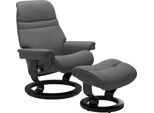 Fußhocker STRESSLESS "Sunrise", grau (grau batick), B:57cm H:39cm T:40cm, Leder BATICK: BATICK ist ein leicht korrigiertes, durchgefärbtes und genarbtes Möbelleder, bei dem die meisten Unebenheiten und Spuren in der Regel entfernt wurden.;Leder PALOMA: PALOMA ist ein durchgefärbtes Semianilin-Möbelleder mit natürlicher Narbung.;ROHLEDER Stoff Q2 FARON: Ein fester zuverlässiger Bouclé mit einem str