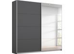 Schwebetürenschrank OTTO HOME "Kleiderschrank Schrank Garderobe Schlafzimmerschrank THANOS", grau (graumetallic mit spiegel), B:181cm H:210cm T:62cm, Holzwerkstoff, Schränke, Schwebetürenschrank, Optional mit Spiegel, Metall-Griffleisten alufarben MADE IN GERMANY