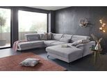 Wohnlandschaft SIT & MORE "Percy U-Form", silber, B:343cm H:77cm T:235cm, Sofas, Wohnlandschaft, 12 cm Fußhöhe, Sitztiefenverstellung, wahlweise in 2 Fußfarben