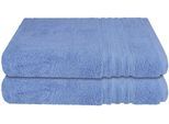 Duschtücher SCHIESSER "Milano aus 100% Baumwolle mit eleganter Bordüre in Hoch-Tief-Optik", blau (hellblau), B:70cm L:140cm, Frottier, Frottier, Handtücher, Made in Green