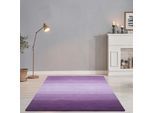 Wollteppich THEKO "Wool Comfort", lila, B:140cm H:15mm L:200cm, Schurwolle, Teppiche, Handweb Teppich, reine Wolle, handgewebt, brilliante Farben, Scandi