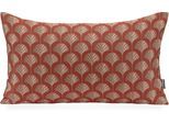 Dekokissen H.O.C.K. "Erny", bordeaux, goldfarben, gemustert, B:50cm H:10cm L:30cm, Obermaterial: 100% Polyester. Füllung: 100% Polyester, Dekokissen_Sitzkissen_Kissenhüllen, Sofakissen inkl. Füllung, 50x50cm, Dekokissen, Gingko-Muster