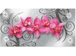 Wandbild ARTLAND "rosa Orchideen auf Ornamenten", pink (farbe bild(er): pink), B:40cm H:20cm, Bilder, als Alubild, Leinwandbild, Poster in verschied. Größen