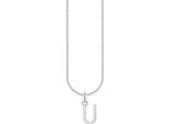 Kette mit Anhänger THOMAS SABO "Buchstabe" Gr. 45, bunt (silberfarben, weiß), Halsketten, Damen, 45, U, Silber 925 (recycelt), mit Zirkonia (synth.)