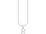 Kette mit Anhänger THOMAS SABO "Buchstabe" Gr. 45, bunt (silberfarben, weiß), Halsketten, Damen, 45, R, Silber 925 (recycelt), mit Zirkonia (synth.)