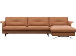 Ecksofa FLEXLUX "Glow Designsofa, bequem und komfortabel durch hochwertigen Sitzaufbau", braun (modern cognac braun), B:305cm H:81cm T:158cm, 100% Echteder, Sofas, Ecksofa, L-Form, Modernes skandinavisches Design