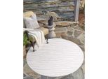 Teppich CARPET CITY "In-& Outdoorteppich Santorini 450, 3D-Effekt, Gestreift", beige (creme), H:5mm Ø:200cm, Polypropylen, Teppiche, Teppich, Wetterfest & UV-beständig für Terrasse, Balkon, Küche, Flur