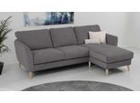 Ecksofa HOME AFFAIRE "MARSEILLE (242/152cm),L-Form, Rec. rechts/links", grau (dunkelgrau), B:242cm H:88cm T:152cm, 100% Polyester, Sofas, Ecksofa, Massivholzbeine aus Eiche, in verschieden Bezügen und Farbvarianten