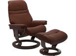 Fußhocker STRESSLESS "Sunrise", braun (malt braun batick), B:57cm H:39cm T:40cm, Leder BATICK: BATICK ist ein leicht korrigiertes, durchgefärbtes und genarbtes Möbelleder, bei dem die meisten Unebenheiten und Spuren in der Regel entfernt wurden.;Leder PALOMA: PALOMA ist ein durchgefärbtes Semianilin-Möbelleder mit natürlicher Narbung.;ROHLEDER Stoff Q2 FARON: Ein fester zuverlässiger Bouclé mit ei