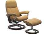 Fußhocker STRESSLESS "Consul", gelb (honey paloma), B:54cm H:41cm T:39cm, Hocker, Fußhocker, mit Signature Base, Gestell Braun