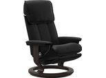 Relaxsessel STRESSLESS "Admiral", schwarz (schwarz batick), B:78cm H:101cm T:73cm, Leder BATICK: BATICK ist ein leicht korrigiertes, durchgefärbtes und genarbtes Möbelleder, bei dem die meisten Unebenheiten und Spuren in der Regel entfernt wurden., Sessel, Relaxsessel, verstellbar, optional 2-motorisch, Größe M & L, Gestell Braun