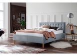 Polsterbett MEISE.MÖBEL "Malin erhältlich in zwei Breiten & Farben, gestepptes Kopfteil", blau (eisblau), L:218cm, Bezug Bett: Strukturstoff (100% Polyester), Betten, Polsterbett, in den Breiten 120cm & 140cm, mit Holzfüßen