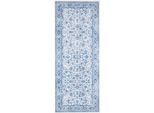 Teppich ELLE DECORATION "Keshan Maschad" Gr. 12, blau (saphirblau), B:80cm H:5mm L:200cm, Polyester, Teppiche, Teppich, Orientalisch, Läufer, Kurzflor, Vintage, Wohnzimmer, Schlafzimmer