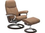 Relaxsessel STRESSLESS "Consul", braun (latte batick), B:78cm H:97cm T:70cm, Leder BATICK: BATICK ist ein leicht korrigiertes, durchgefärbtes und genarbtes Möbelleder, bei dem die meisten Unebenheiten und Spuren in der Regel entfernt wurden.;Leder PALOMA: PALOMA ist ein durchgefärbtes Semianilin-Möbelleder mit natürlicher Narbung.;ROHLEDER Stoff Q2 FARON: Ein fester zuverlässiger Bouclé mit einem