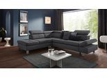 Ecksofa EXXPO - SOFA FASHION "Fiji, L-Form", grau (anthrazit), B:272cm H:98cm T:232cm, Luxus-Kunstleder;Webstoff (100% Polyester);Webvelours (100% Polyester), Sofas, Ecksofa, mit Kopf- bzw. Rückenverstellung, wahlweise mit Bettfunktion