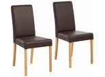 4-Fußstuhl HOME AFFAIRE "Bologna", braun (braun, natur), B:44cm H:91cm T:56cm, Holzwerkstoff, Massivholz, Stühle, Gestell aus Massivholz