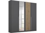 Drehtürenschrank RAUCH "Kleiderschrank Schrank Garderobe Breiten 181/226/271 cm LAMELLA", grau (graumetallic, eiche artisan), B:181cm H:210cm T:54cm, Holzwerkstoff, Schränke, Drehtürenschrank, elegante Lamellen-Auflage in 3D Akustikpaneel Optik MADE IN GERMANY