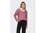 V-Ausschnitt-Pullover ONLY "ONLCAMILLA V-NECK L/S PULLOVER KNT NOOS", Damen, Gr. XS, rosa (renaissance rose detail:melange), Strick, Obermaterial: 74% Polyacryl, 24% Polyester, 2% Elasthan, meliert, regular fit normal, V-Ausschnitt, Strickbündchen, Pullover, Materialmix, regular fit