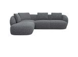 Ecksofa FLEXLUX "Torino, rund, L-Form, Sofa-Ecke mit Ottomane", grau (forrest grau), B:265cm H:85cm T:237cm, 100% Polyester, Sofas, Ecksofa, Modernes, organisches Sofa-Design, Kaltschaum, Wellenunterfederung
