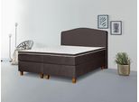 Boxspringbett INOSIGN "Jalma", braun, B:161cm L:208cm, 100% Polyester, Komplettbetten, Boxspringbett, Füße aus massiver Birke ; Inkl. Topper