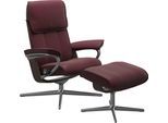 Relaxsessel STRESSLESS "Admiral", rot (bordeaux batick), B:84cm H:100cm T:73cm, Leder BATICK: BATICK ist ein leicht korrigiertes, durchgefärbtes und genarbtes Möbelleder, bei dem die meisten Unebenheiten und Spuren in der Regel entfernt wurden., Sessel, Relaxsessel, mit Cross Base, Größe M & L, Holzakzent Wenge