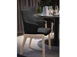 Polsterstuhl STRESSLESS "Laurel", schwarz (schwarz batick, schwarz), B:58cm H:92cm T:59cm, Leder BATICK: BATICK ist ein leicht korrigiertes, durchgefärbtes und genarbtes Möbelleder, bei dem die meisten Unebenheiten und Spuren in der Regel entfernt wurden., Stühle, Polsterstuhl, Low Back mit Armlehne, Größe L, mit abgerundeten Beinen in Schwarz