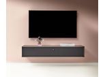 TV-Board HAMMEL FURNITURE "Mistral Fernsehschrank, Medienmöbel, Hängend", schwarz (schwarz gebeizt, schwarz stoff), B:133cm H:23cm T:32,5cm, Sideboards, TV-Board, mit Klapptür mit Akustikstoff, Lowboard, Breite: 133 cm