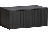 Truhenbank WOOOD "New Gravure Bunkbench", schwarz, B:88cm H:40cm T:50cm, Holzwerkstoff, Sitzbänke, mit grafischen Relieftüren auf Rollen, Breite 88 cm