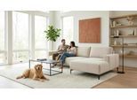 Ecksofa HOME AFFAIRE "Tournon, L-Form, Breite 262 cm, Webstoff, Chenille", braun (latte), B:262cm H:85cm T:152cm, 100% Polyester, Sofas, Ecksofa, Designsofa im nordischen Stil, Wellenunterfederung, Metallfüße
