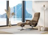 Relaxsessel STRESSLESS "View", braun (almond paloma), B:78cm H:108cm T:78cm, Leder PALOMA: PALOMA ist ein durchgefärbtes Semianilin-Möbelleder mit natürlicher Narbung., Sessel, Relaxsessel, mit Hocker, mit Cross Base, Größe S, M & L, Holzakzent Schwarz