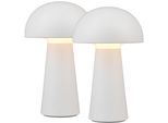 REALITY LEUCHTEN LED Außen-Tischleuchte "Lennon", weiß, 1, Ø 13,6cm H: 21,5cm, 2 Stk., Leuchten, 2er Set LED Tischlampe,4-fach Touchdimmer, Ladefunktion per USB-C,IP44, Außentischleuchte LED Außentischleuchte
