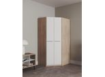 Eckkleiderschrank PRIESS "Barcelona Kleiderschrank Ecklösung Raumwunder", weiß (struktureichefarben hell, weiß), B:95cm H:193cm T:95cm, Holzwerkstoff, Schränke, Eckkleiderschrank, in 2 Tiefen Schrank Eckschrank Garderobe