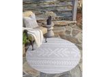 Teppich CARPET CITY "In-& Outdoorteppich Santorini 411, 3D-Effekt, Boho-Optik", grau, H:5mm Ø:200cm, Polypropylen, Teppiche, Teppich, Wetterfest & UV-beständig für Terrasse, Balkon, Küche, Flur