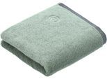 Handtuch BUGATTI "Prato", grün (soft grün), B:50cm L:100cm, Walkfrottier, Obermaterial: 100% Baumwolle, Handtücher, Uni Farben, mit melierter Optik im Saum