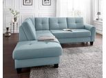 Ecksofa SIT & MORE "Varese L-Form", blau (aqua), B:240cm H:91cm T:214cm, Luxus-Microfaser (100% Polyester)IStruktur fein (100% Polyester)IFlachgewebe (95% Polyester, 5% Polyamid), Sofas, Ecksofa, mit Federkern, wahlweise mit Bettfunktion und Stauraum