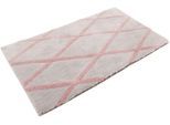 Badematte HOMIE LIVING "San Bosa", grau (grau, rosa), H:20mm, Polyester, Badematten, Badematte, Badteppich, modernes Rauten Design, waschbar, Badezimmerteppich