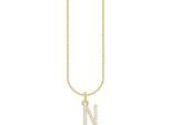 Kette mit Anhänger THOMAS SABO "Buchstabe" Gr. 45, gold (gelbgoldfarben, weiß), Halsketten, Damen, 45, N, Silber 925 (recycelt), mit Zirkonia (synth.)