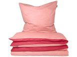 Wendebettwäsche SCHIESSER "Doubleface aus weicher Baumwolle mit edlem Melangeeffekt", rosa, B/L: 155cm x 220cm, 1 Stk., 1 Stk., Renforcé, B/L: 80cm x 80cm, 2 Stk., Renforcé, Obermaterial: 100% Baumwolle, Bettwäsche, Wendebettwäsche, ab Größe 135x200 cm erhältlich, Made in Green