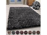 Hochflor-Teppich AYYILDIZ TEPPICHE "Enjoy Shaggy" Gr. 2, grau (anthrazit), B:80cm H:50mm L:150cm, Kunstfaser, Teppiche, auch als Läufer, Shaggy, Langflor, meliert, Wohnzimmer