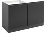 Spülenschrank KOCHSTATION "KS-Bruneck", grau (grau matt), B:60cm H:82cm T:60cm, Holzwerkstoff, Schränke, Spülenschrank, >>Bruneck