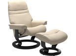 Fußhocker STRESSLESS "Sunrise", beige (cream batick), B:57cm H:39cm T:40cm, Leder BATICK: BATICK ist ein leicht korrigiertes, durchgefärbtes und genarbtes Möbelleder, bei dem die meisten Unebenheiten und Spuren in der Regel entfernt wurden.;Leder PALOMA: PALOMA ist ein durchgefärbtes Semianilin-Möbelleder mit natürlicher Narbung.;ROHLEDER Stoff Q2 FARON: Ein fester zuverlässiger Bouclé mit einem s