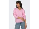 V-Ausschnitt-Pullover ONLY "ONLCAMILLA V-NECK L/S PULLOVER KNT NOOS", Damen, Gr. XL, rosa (pink lady), Strick, Obermaterial: 74% Polyacryl, 24% Polyester, 2% Elasthan, meliert, regular fit normal, V-Ausschnitt, Strickbündchen, Pullover, Materialmix, regular fit